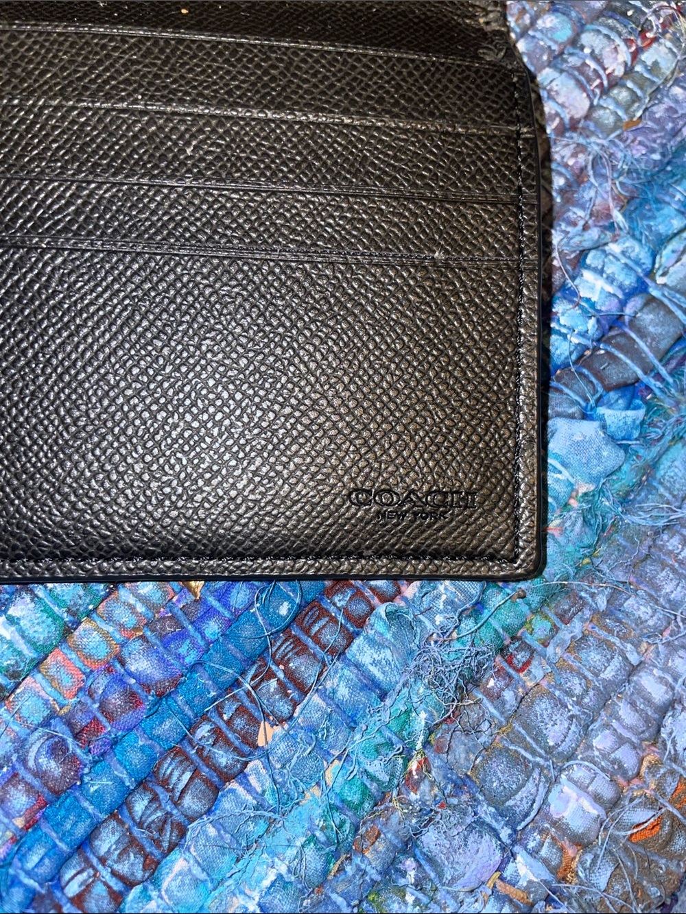 Coach Black Pebbled Leather Flap Wallet - Picture 6 of 9